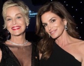 Шэрон Стоун и Синди Кроуфорд на ужине Forbes Travel Guide